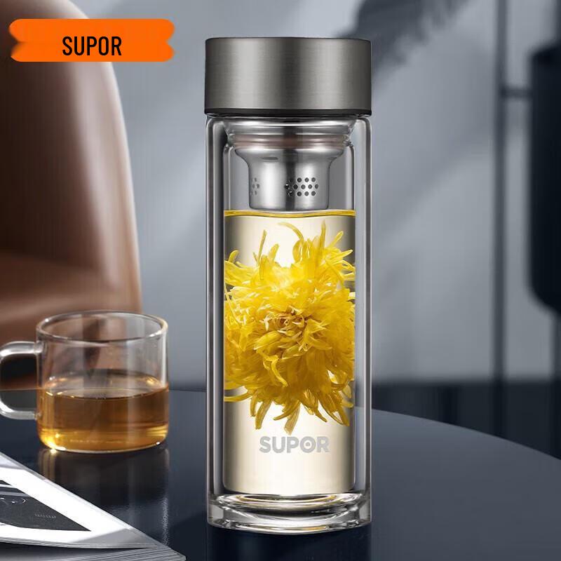 Supor Rui Series Double-Layer Glass Travel Mug with Filter