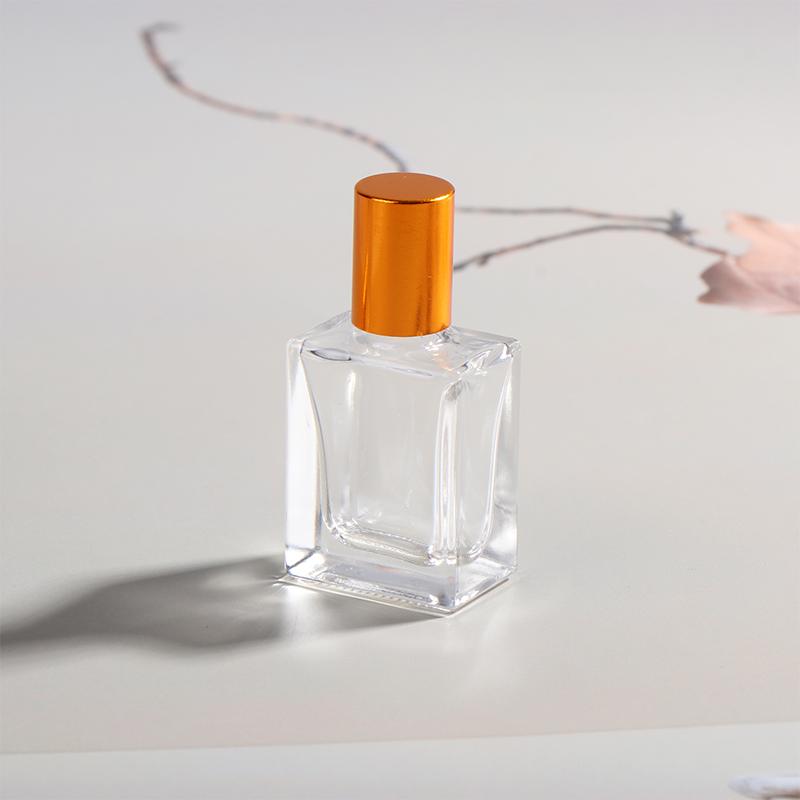 8/10/15Ml Empty Clear Square Glass Essential Oil Bottle Steel Roller Gold Lid Massage Perfume Roll On Sample Vials