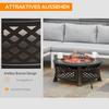 Outdoor Fire Pit, Firepit with Grill Net, Mesh Lid, Poker, for Camping, Bonfire, Picnic, Bronze Tone