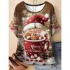 Summer Large Loose Christmas Santa Claus 3D Printed Women's T-shirt Fashionable Casual Comfortable Breathable Short Sleeved Round Neck T-shirt