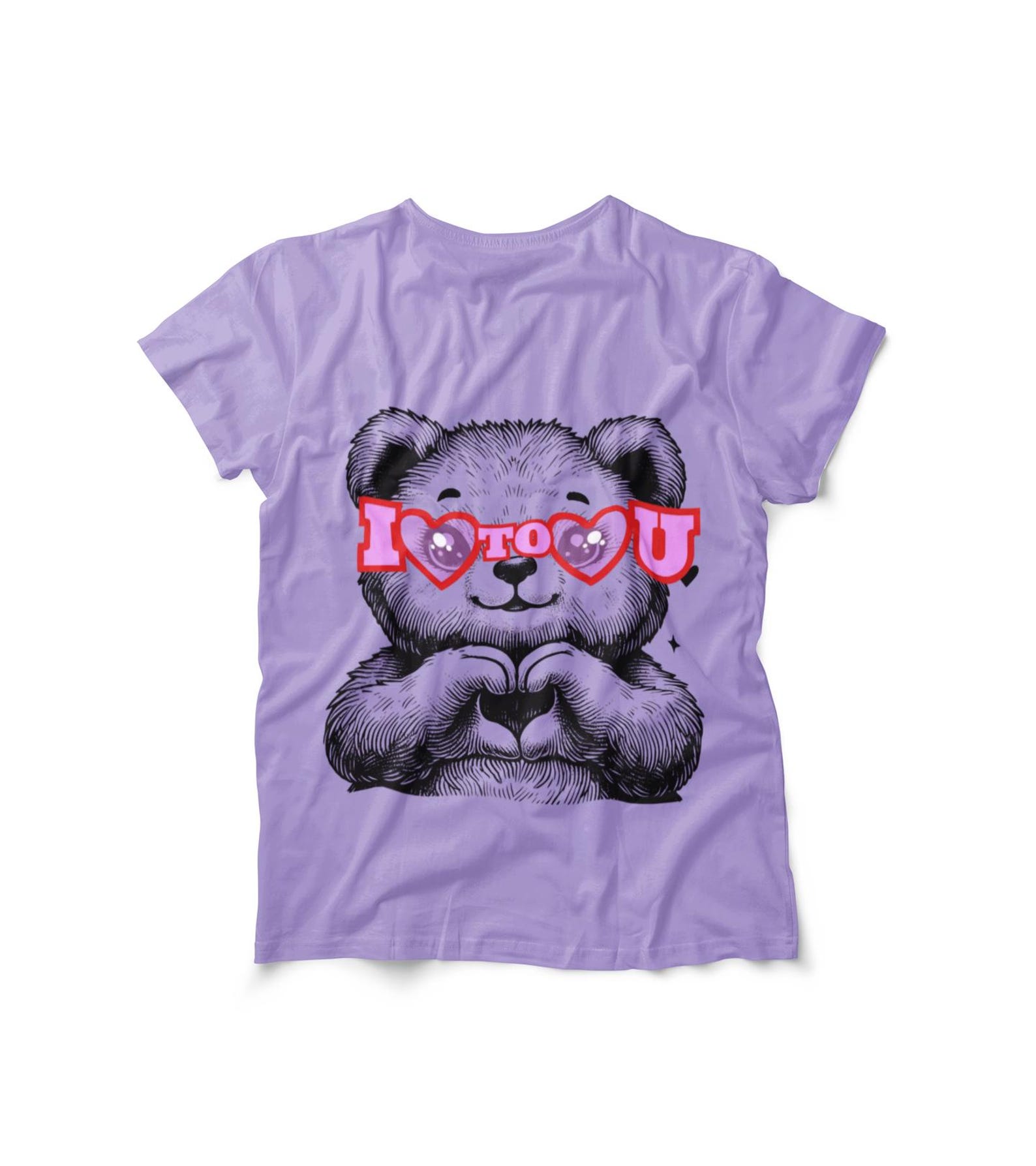I Love To Love You Teddy Bear Heart Hands T-shirt | Valentine Cute Illustration M