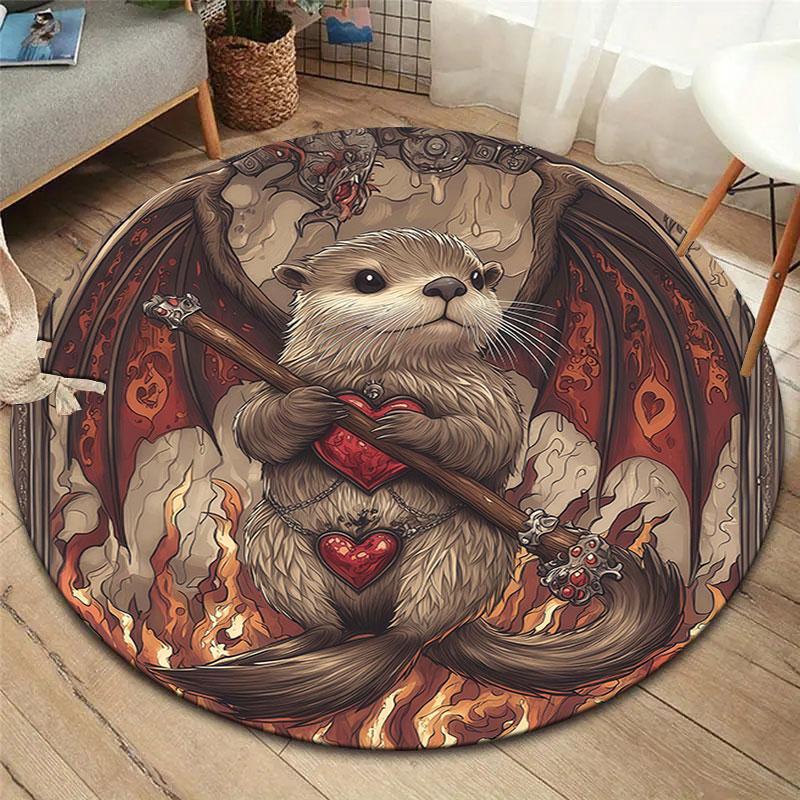 Creatures from hellRound Area Rug,Carpet Rug for Living Room Bedroom Sofa Playroom Decor,Non-slip Floor Mat 80cmx80cm