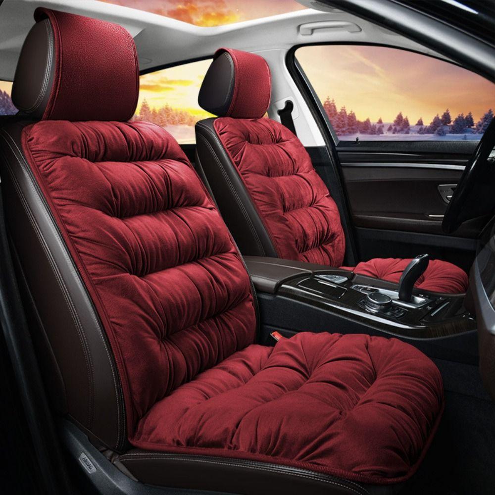 With Back Pad Winter Car Seat Cover Cotton Warm Velvet Car Seat Cushion   Auto Interio