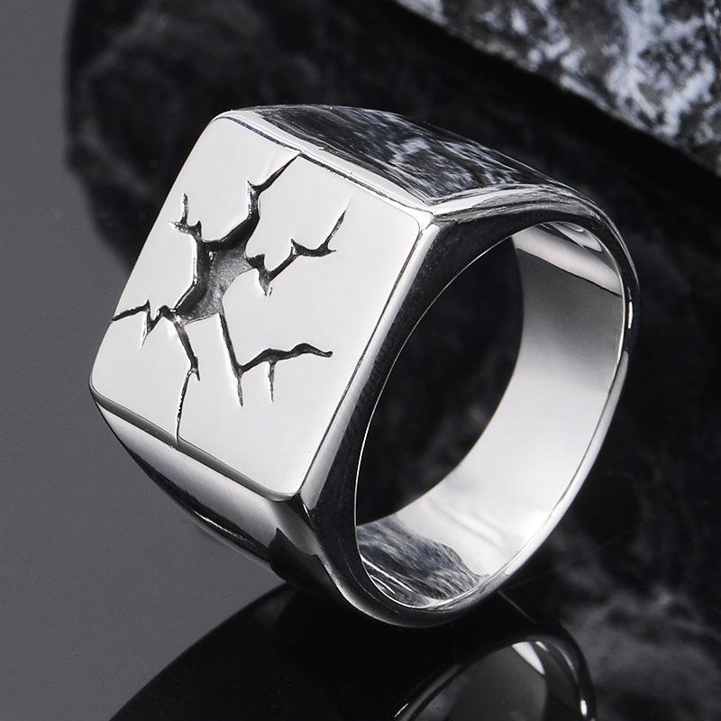 Cuervo, Anillo de Acero de Titanio, Anillo Dominante para Hombre de Negocios, Anillo Geométrico Sólido Simple