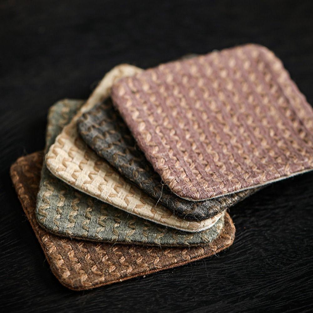 Cloth Teacup Mat Anti-slip Placemats Simple Heat Insulation Pad  Tableware