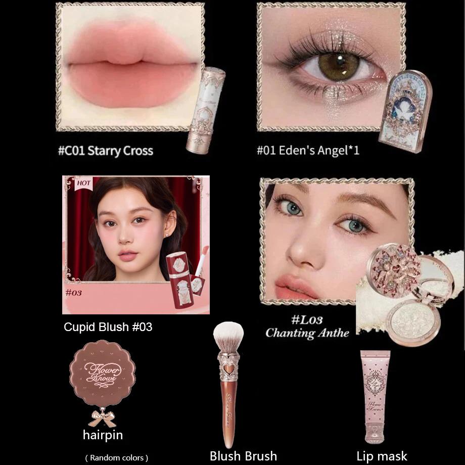 Flower Know Little Angel Collectie Make-up Cadeaubox Oogschaduw Blusher Crème Matte Lippenstift Highlighter Volledige Set Alles-in-één