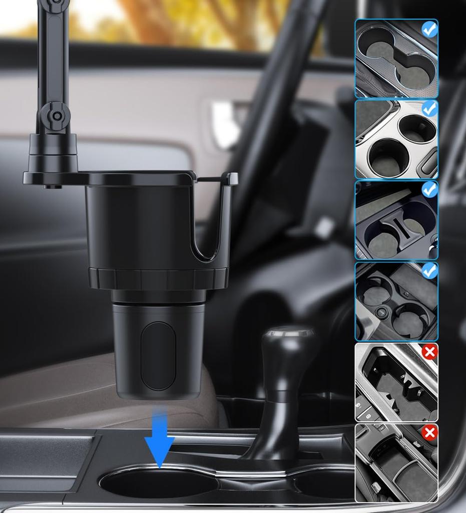 Smartphone Drink Holder, Car Adjustable, Mobile Phone Cup Stand, In-Car, 2-in-1 Design, Cup Holder,