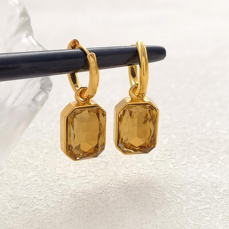 Yori Edelstahl Zirkonia Hängeohrringe Trendige Ohrringe Stilvoller Hohe Qualität Vergoldet Wasserdichter Schmuck