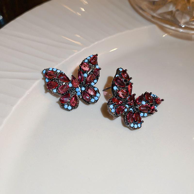 Kolczyki z frędzlami w kształcie łzy z cyrkoniami i motylami - Lekki luksusowa biżuteria modowa dla kobiet