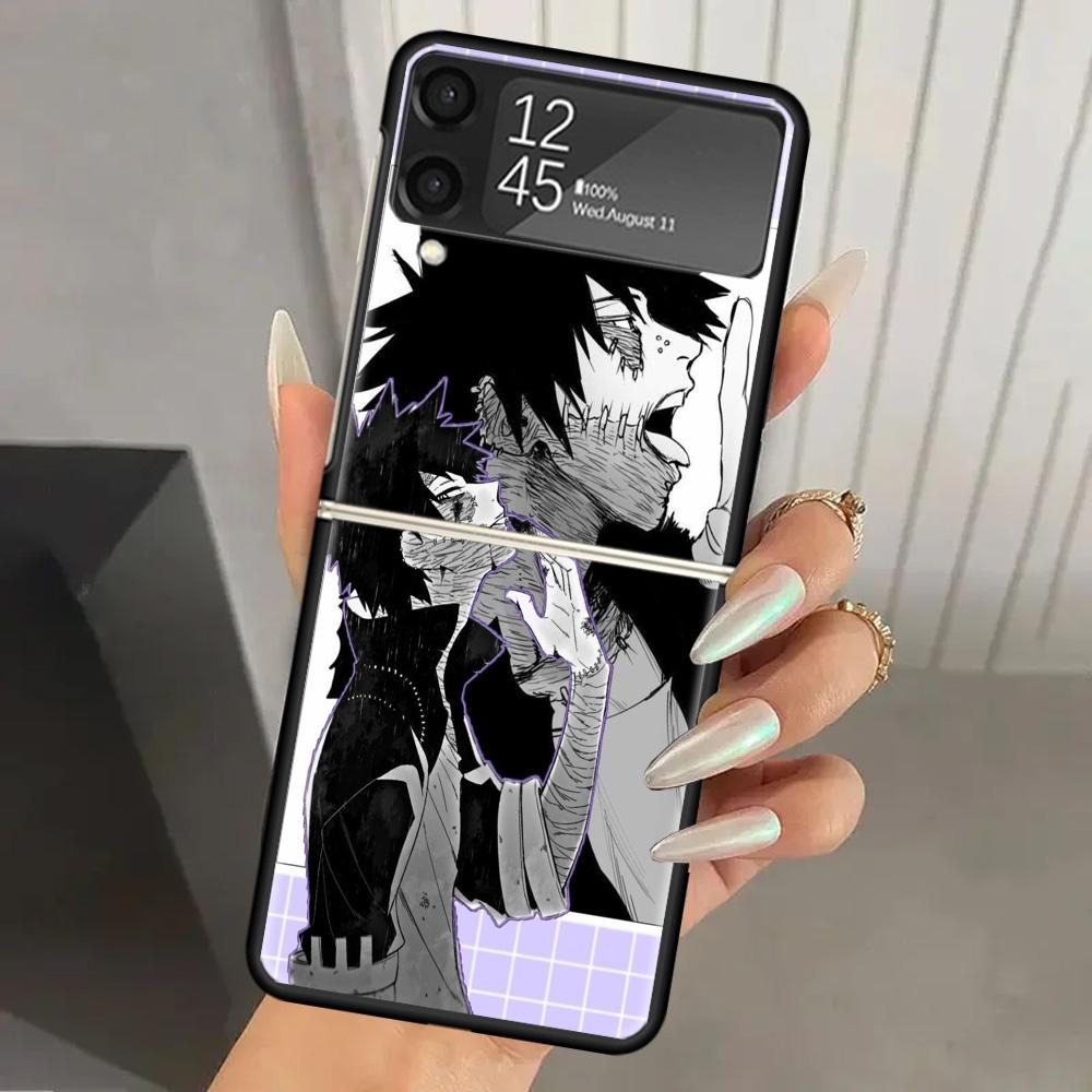 My Hero MHA Dabi Bnha Hard PC Phone Case For Samsung Galaxy Z Flip 7 6 5 4 3 Black ZFlip7 ZFlip6 Flip5 Flip4 Flip3 5G Print Cove