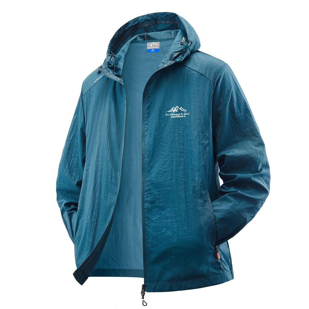 Men's Retro Hooded Thin Ice Silk Sun Protection Jacket - Summer Outdoor Loose-Fit Plus Size