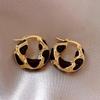 New Trendy Enamel Color Metal Texture Small Hoop Earrings for Women Gold Plated Statement Ear Buckle Creative Jewelry Gifts