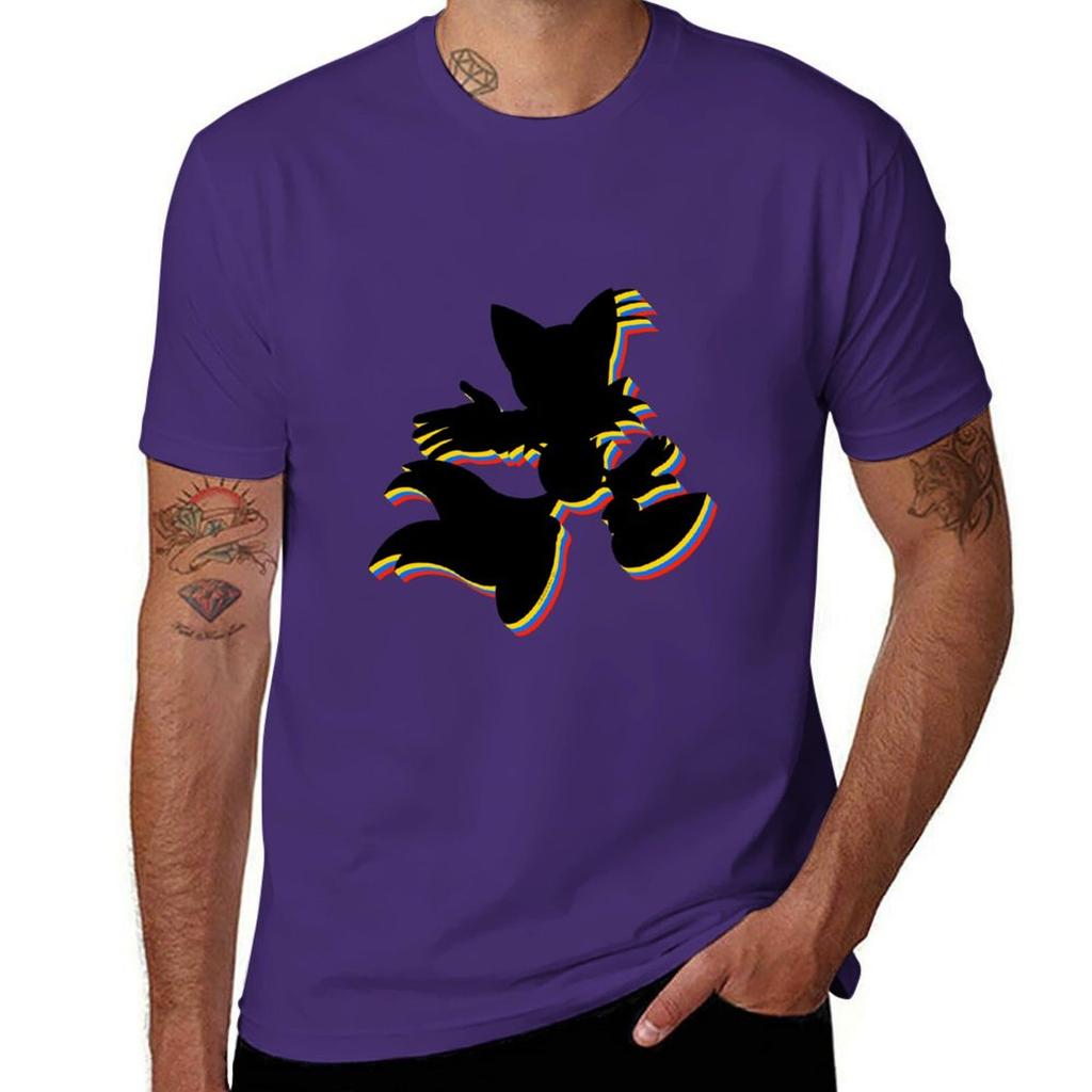 Tails Miles Prower Multi Coloured Tshirt blacks Short sleeve tee korean fashion men clothings