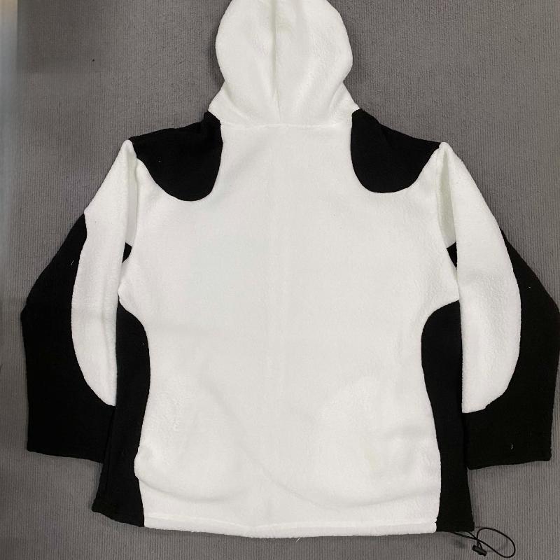 European and American color blocking personalized high street zipper plush hoodie