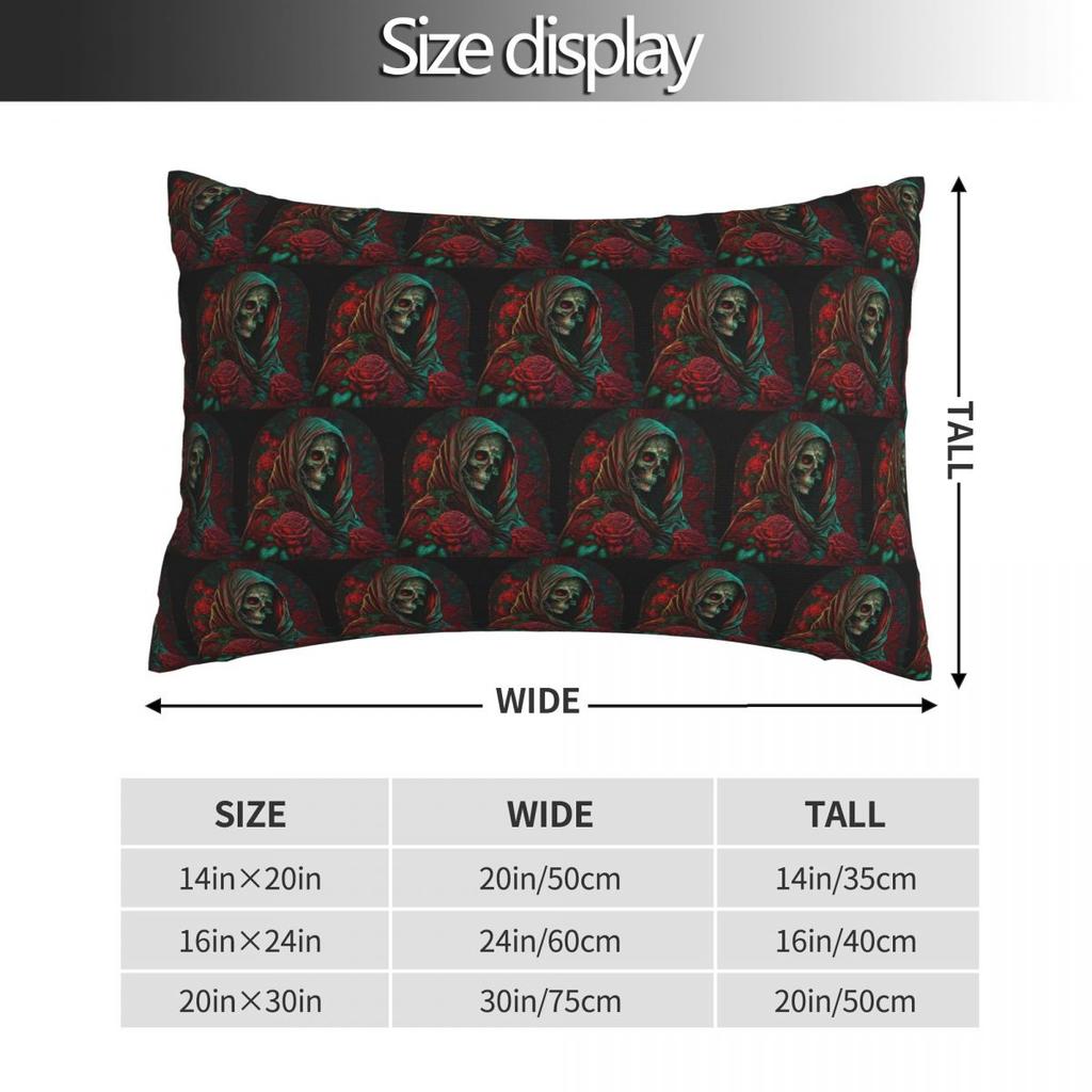 Forest Roses Santa Muerte Rectangle Pillowcase Cushion Cover Decor Bedroom Bed Home Comfort Throw Pillow