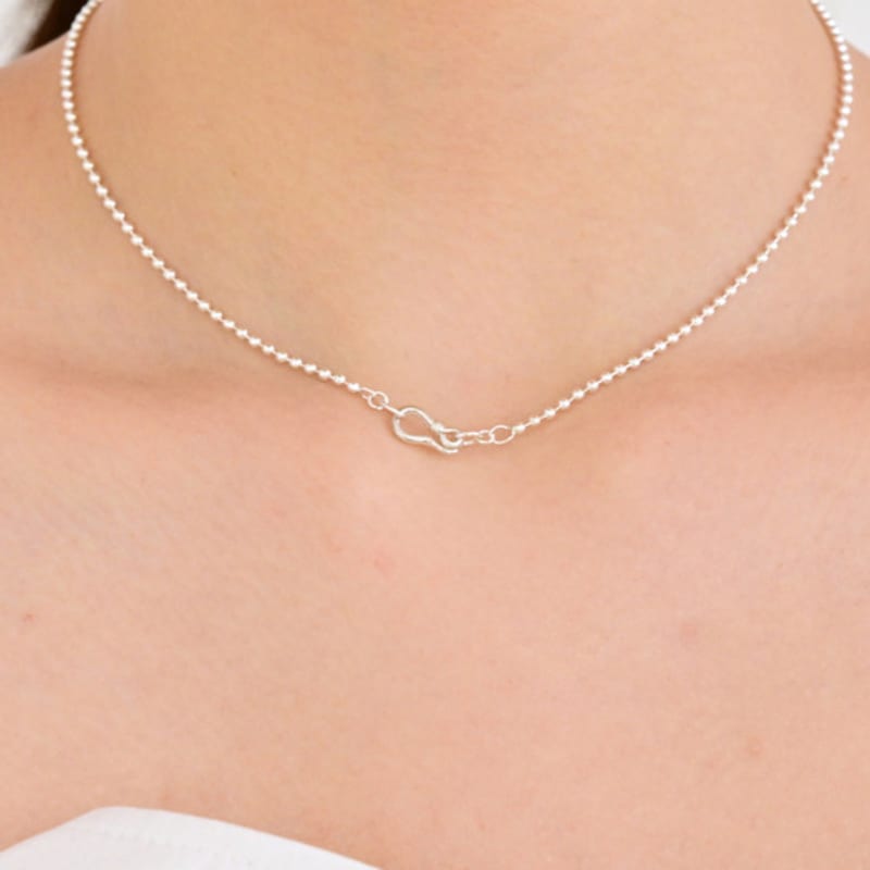 LAYERMOOD 24 Mini Ball Hook Necklace-silver925