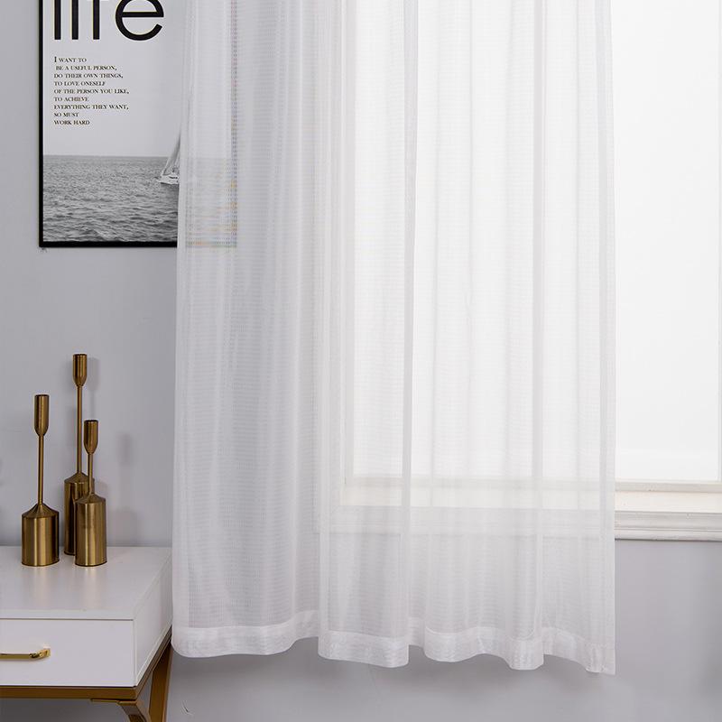 Japanese-Style Small Curtains White Warp Knitted Window Screen S Hook Finished Curtains Finished Curtains