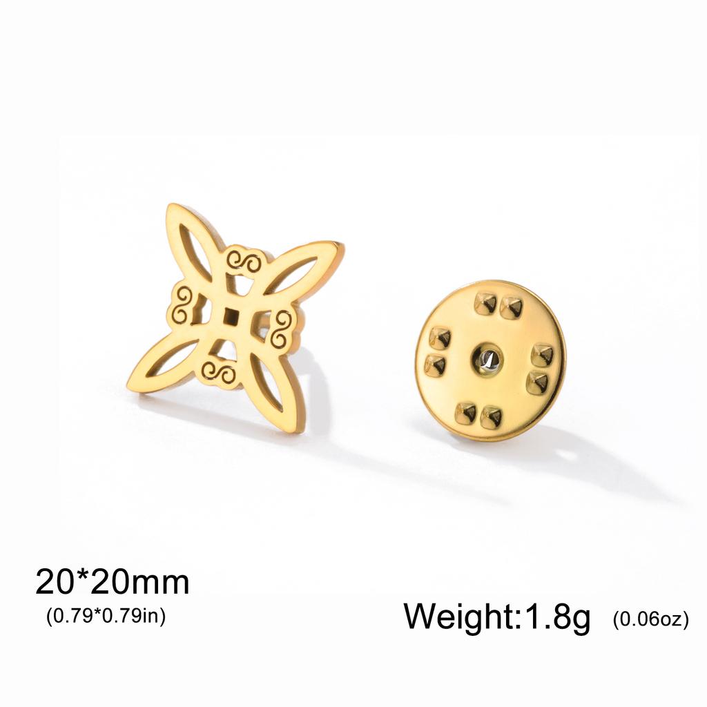 Hollow Witch Knot Brooches Stainless Steel Suit Badge Pins for Women Men Protection Amulet Accessories Witchcraft Jewelry Gifts