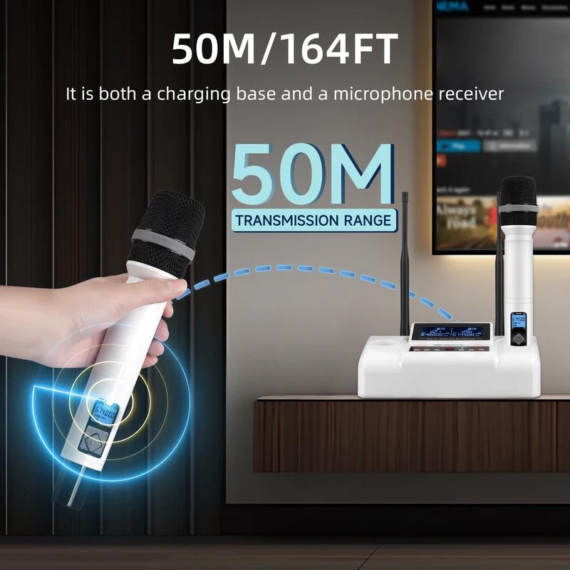 Karaoke Wireless Microphone Handheld Microphone 520-790MHz Long Battery 50M/164FT Range For Karaoke Live Stage Perform