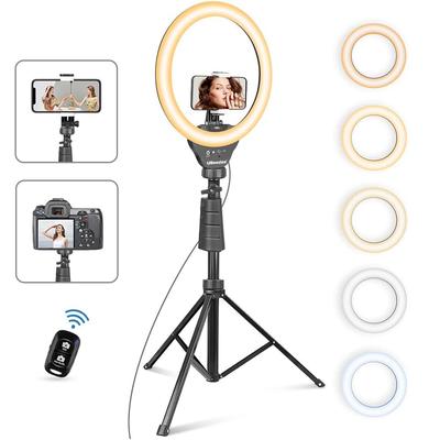 UBeesize LED Ring Light with 158cm Photography Smartphone Actress Video High Recording Compatible with Smartphones and Color 12-inch Tripod, Light,