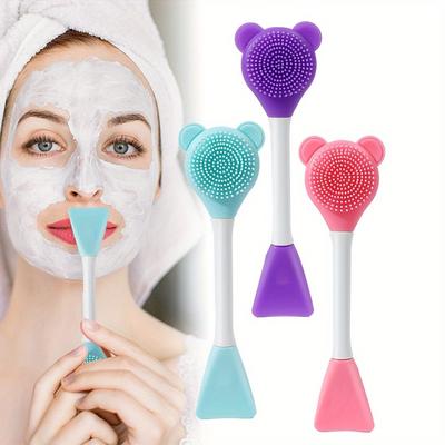 Pennello per maschera in silicone a doppia testa per la pulizia dei pori Pennello applicatore per maschera di fango Set di strumenti di bellezza portatile