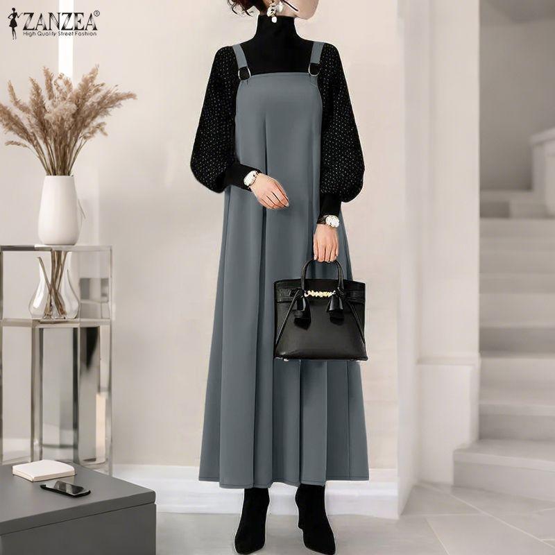 ZANZEA Women Casual Square Collar Loose Sleeveless Dress