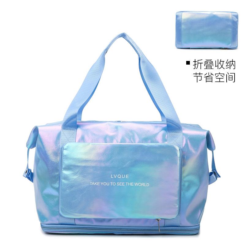 Yoga Fitness Bag Glossy Short-Distance Travel Bag Large Capacity Gradual Change Folding Storage Bag Portable Student Travel Bag