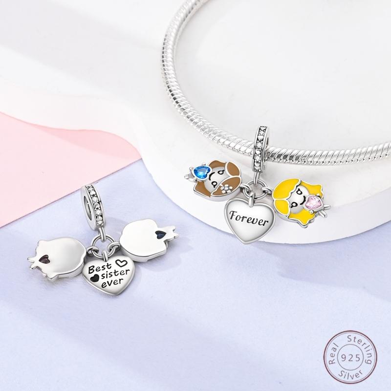 Copper Beaded Pendant Shiny Zircon Dessert Donut For Original 3Mm Bracelet Ladies Fine Jewelry