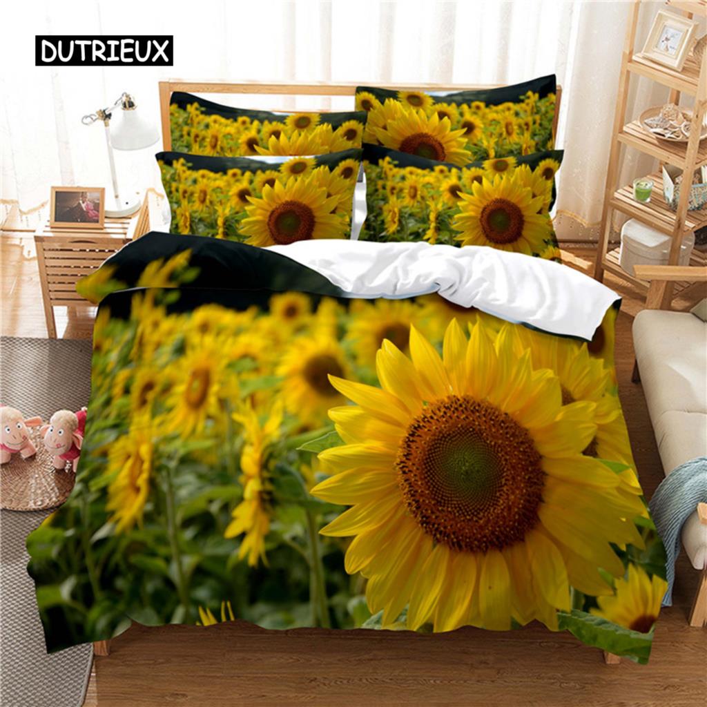 Beautiful SunFlower Bedding Set Duvet Cover Set 3d Bedding Digital Printing Bed Linen Queen Size Bedding Set Fashion Design