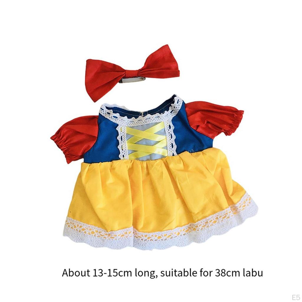 2Pcs Dolls Dress Suit with Bow Tie Hair Clip for 38cm Children's Gifts A