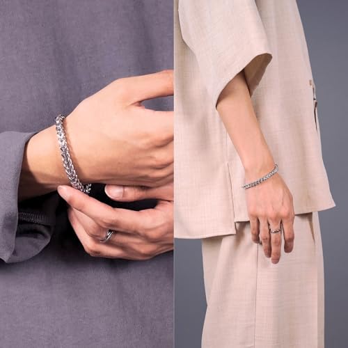 Lion Heart LH-1 Box Chain Bracelet, Surgical Stainless Steel (Hypoallergenic), Men's (Includes Pouch), Directly Available