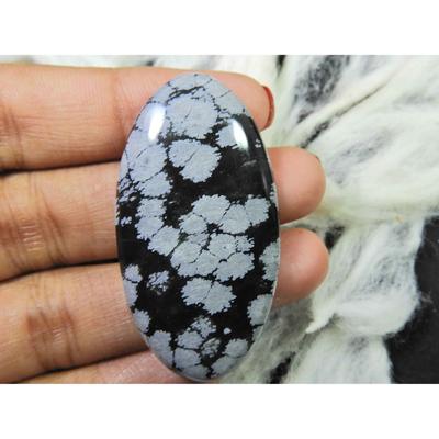 52Cts. Natural Snowflake Obsidian Loose Gemstone Oval Cabochon 25X45X04MM SK-2813