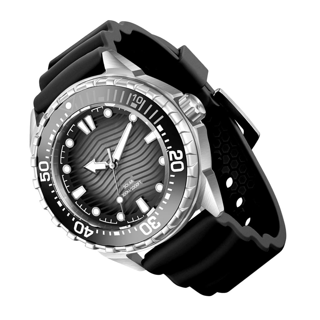 Solární quartzové potápěčské hodinky s noční luminiscencí 300M vodotěsné silikonový řemínek pro muže ženy