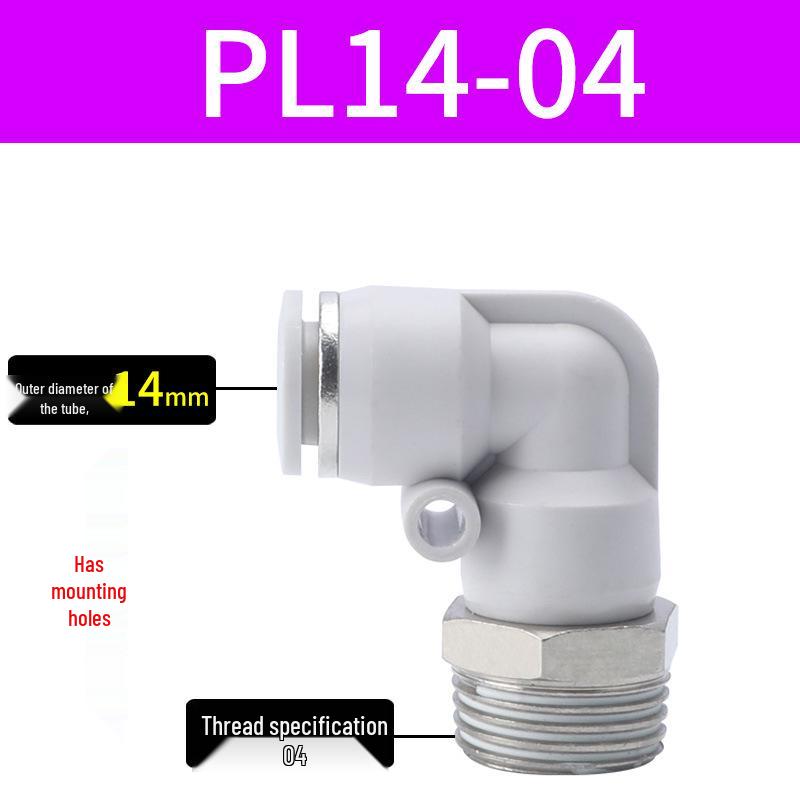 Premium White Male Thread Elbow PL8-02 Pneumatic Connector, 4-M5/6-01/10-03/12-04 Air Tube