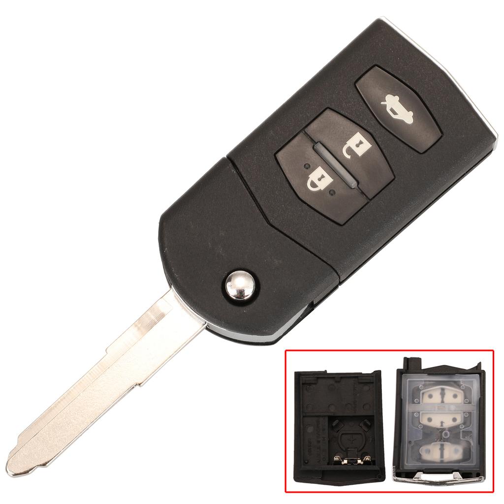 jingyuqin 2/3 Button Remote Key Fob Shell Case Folding Flip For Mazda 2 3 5 6 CX-7 / CX-9 / MX-5 With Uncut Blade Replacement