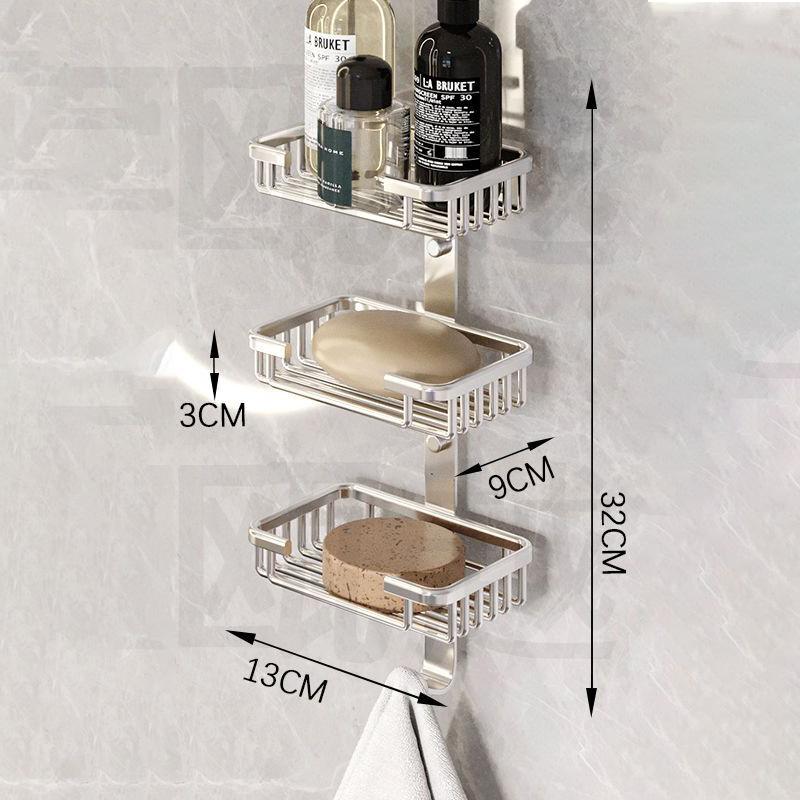 Cutie de săpun Suport de săpun montat pe perete Rafturi pentru baie fără găuri Ventuze creative pentru baie de scurgere din aluminiu Acasă