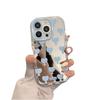Blue Love Heart Flower Phone Case: Compatible with iPhone Models 12-17Pro, Mirror Surface Protective Cover