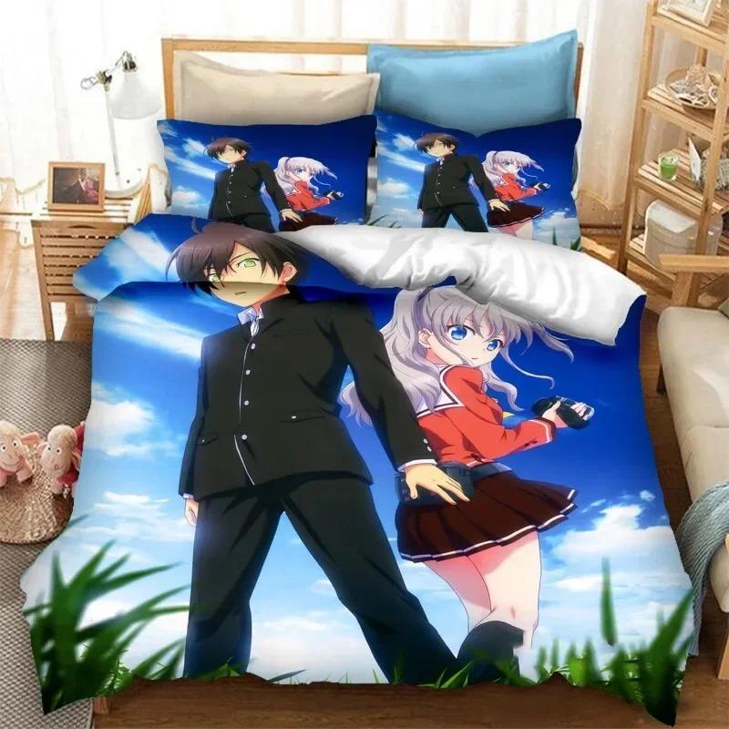 3D Printed Anime Charlotte Tomori Nao Bedding Set Boys Girls Twin Queen Size Duvet Cover Pillowcase Bed Kids Adult