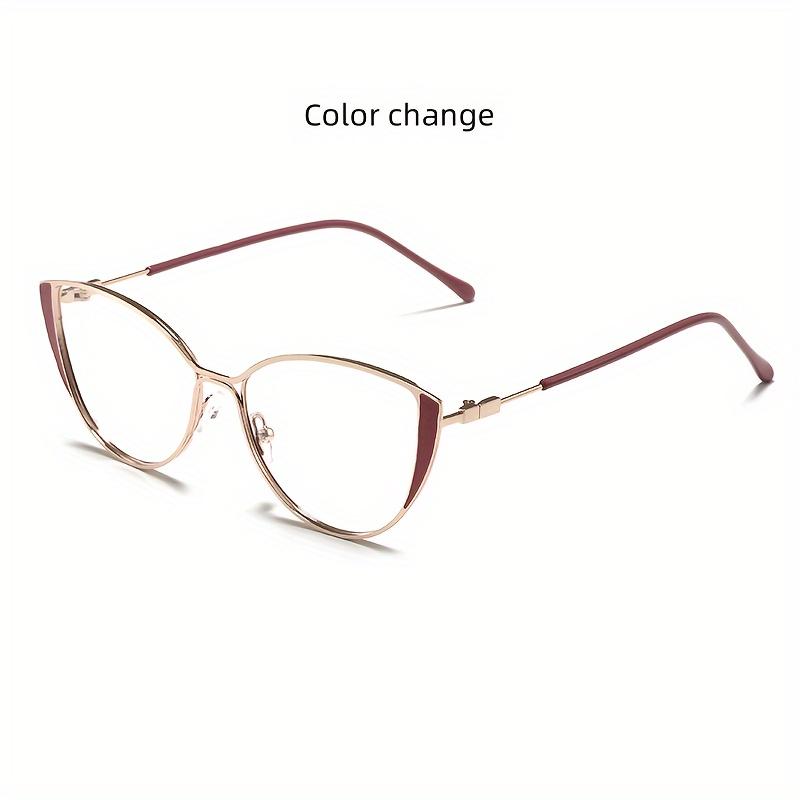

1Pcs New Retro Metal Cat S Eye Frame Fashion Glasses For Men And Women Day And Night Automatic Color Change Anti-Blue Light