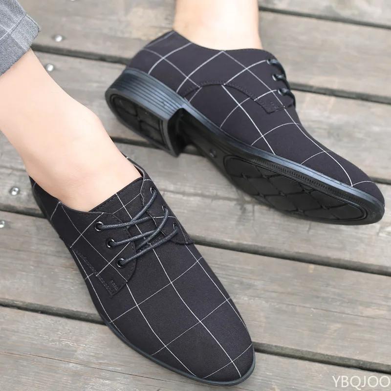 Men's New Fabric Shoes Sharp Pointed Casual Large Size Flat Fashion Breathable Canvas Shoes Lightweight Male Flats Homme Zapatos