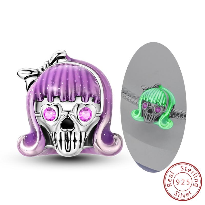 Halloween Charm Bead Pendant Copper Pumpkin Witch Doll Skeleton Mummy Candy Charm Fit Original Bracelet Diy Jewelry