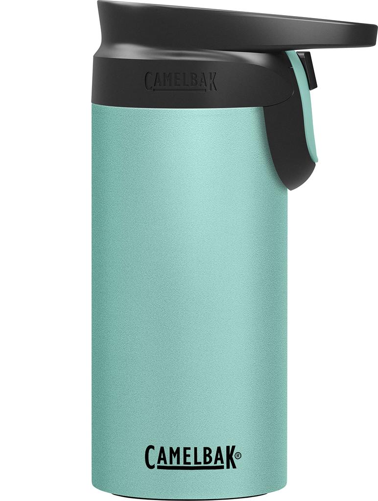 Spill-proofReady to drink Camelbak Forge Flow 350ml Vacuum Insulated Travel Tumbler with One-Touch, One-Hand Operation. Keeps drinks hot or cold.