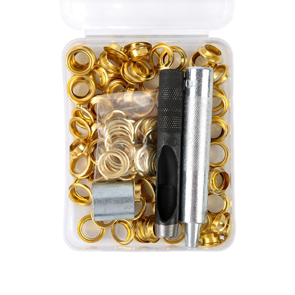 100Pcs 6mm/8mm/10mm Metal Grommets Kits Eyelet Punch Set Metal Eyelets and Grommet Sets for Leathers/Fabric/Belt/Shoes