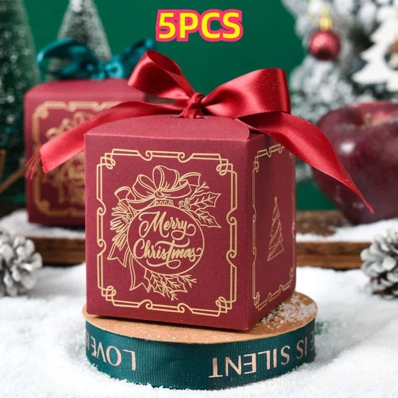 

New Christmas Apple Box Christmas Eve Gift Box Red Green Blue Hot-stamping High-grade Ribbon Christmas Fruit Gift Box красный