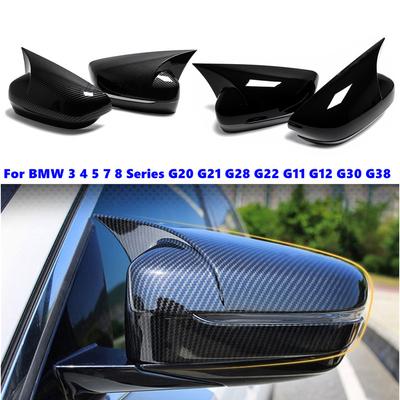 For LHD BMW 3 4 5 7 8 Series G20 G28 G22 G12 G30 - ABS Side Mirror Cover Wing Cap Exterior Door Trim Adhesive Sticker