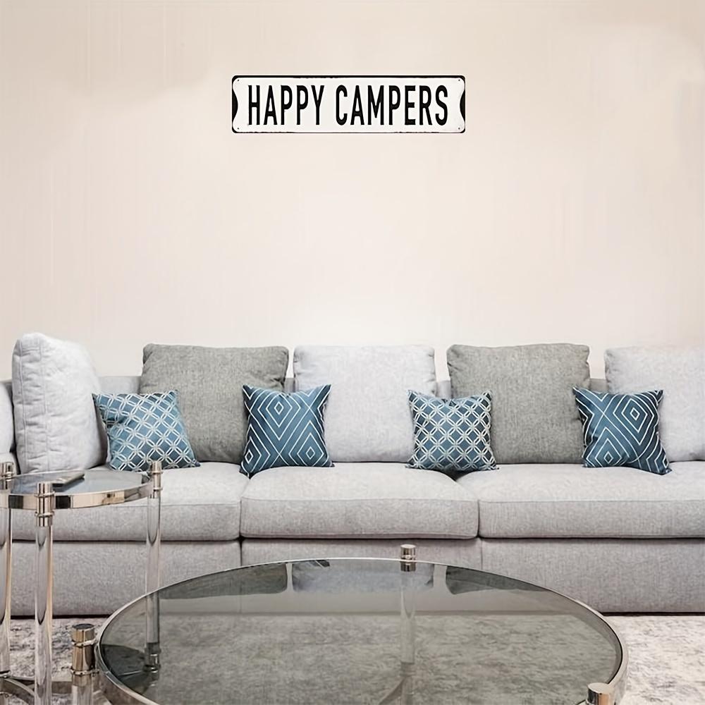 1pc Vintage Metal Sign "Happy Campers" 3.94" X 15.75" Classic Decor for Indoors and Outdoors Home Road Trip and Holiday Decor