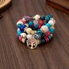 Hollow Tree of Life Bracelet Blue and white porcelain pattern glass bead pendant bracelet