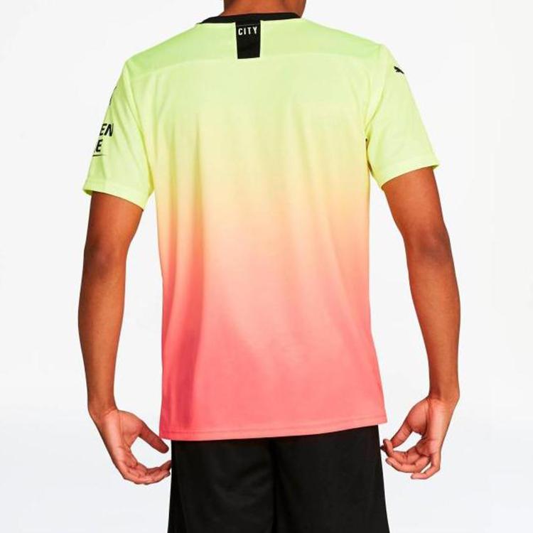 Puma Manchester City T-Shirts Herren Rosa Gelb Rundhals Mittlere Normale Passform 755594-03