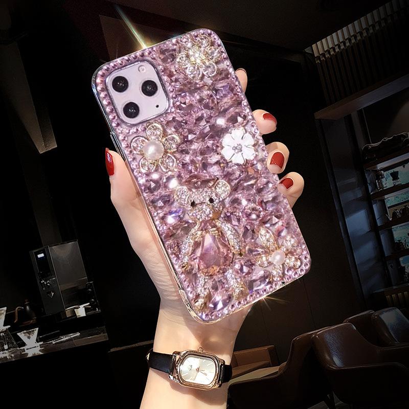 Voll diamantierter Bär für Apple 17ProMax Handyhülle 16 Strasssteine iPhone15 Luxus 14 stoßfeste Schutzhülle