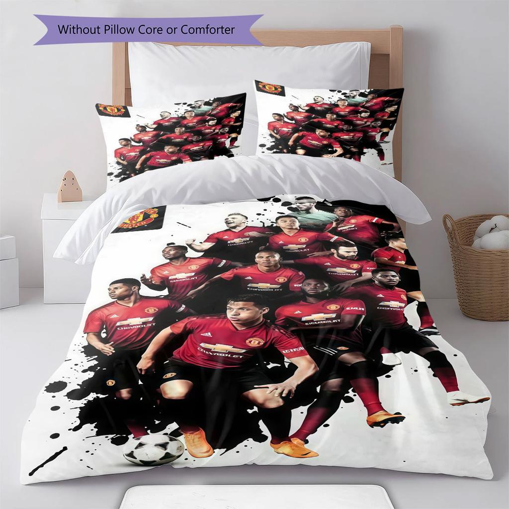 Red MUFC Glory Bedding Quilt Set Quilt Cover Pillowcase Home Decoration Birthday Gift (1 * duvet cover + 2 * pillowcase, without core)